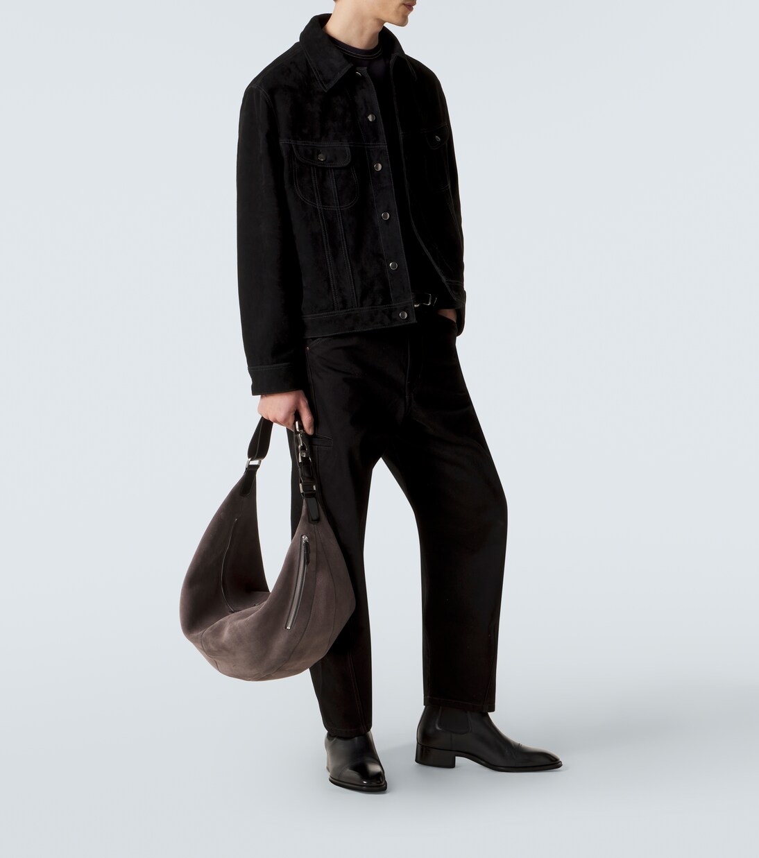 Schultertasche Belted aus Veloursleder | Lemaire