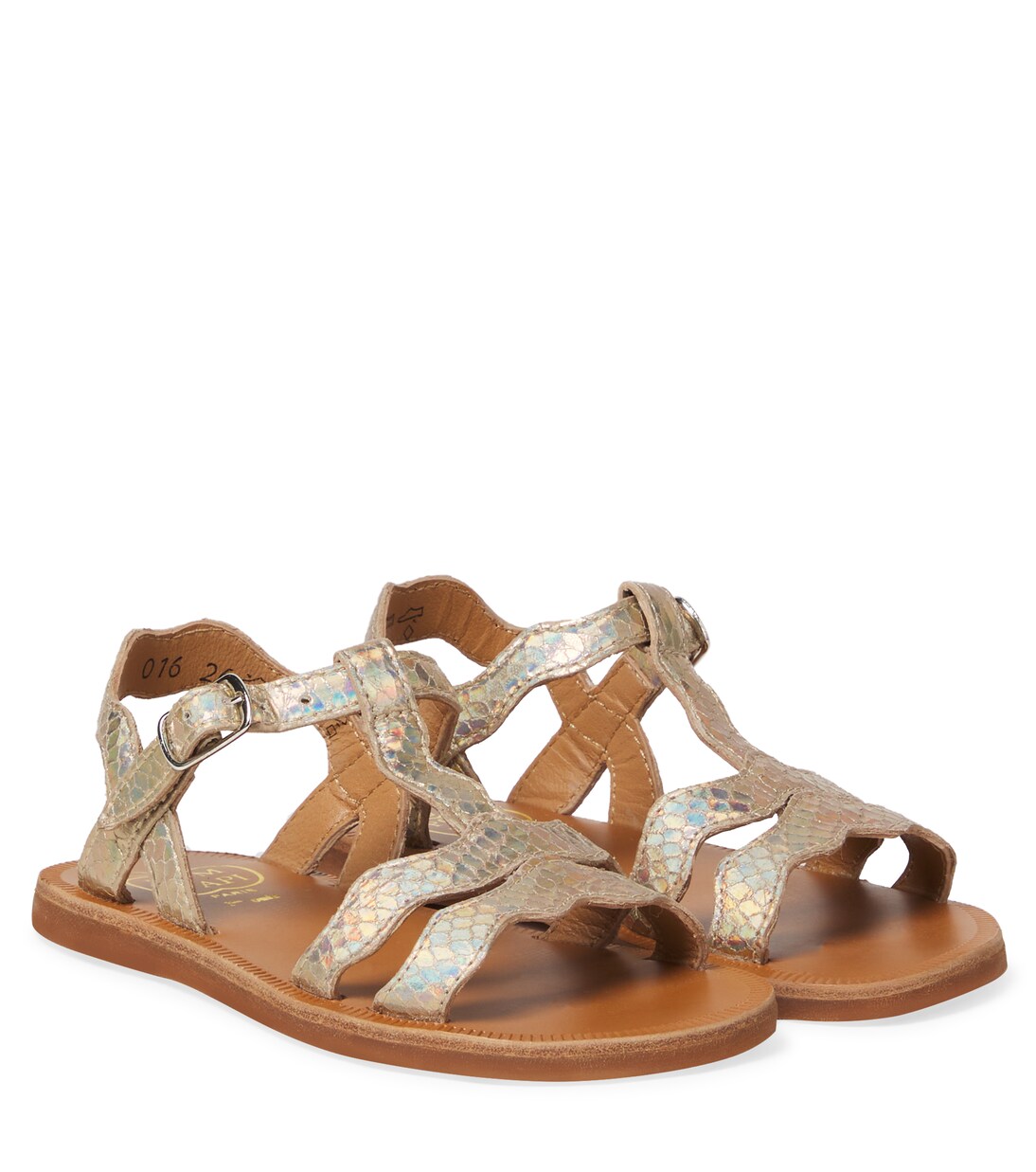 Plagette metallic leather sandals | Pom d'Api