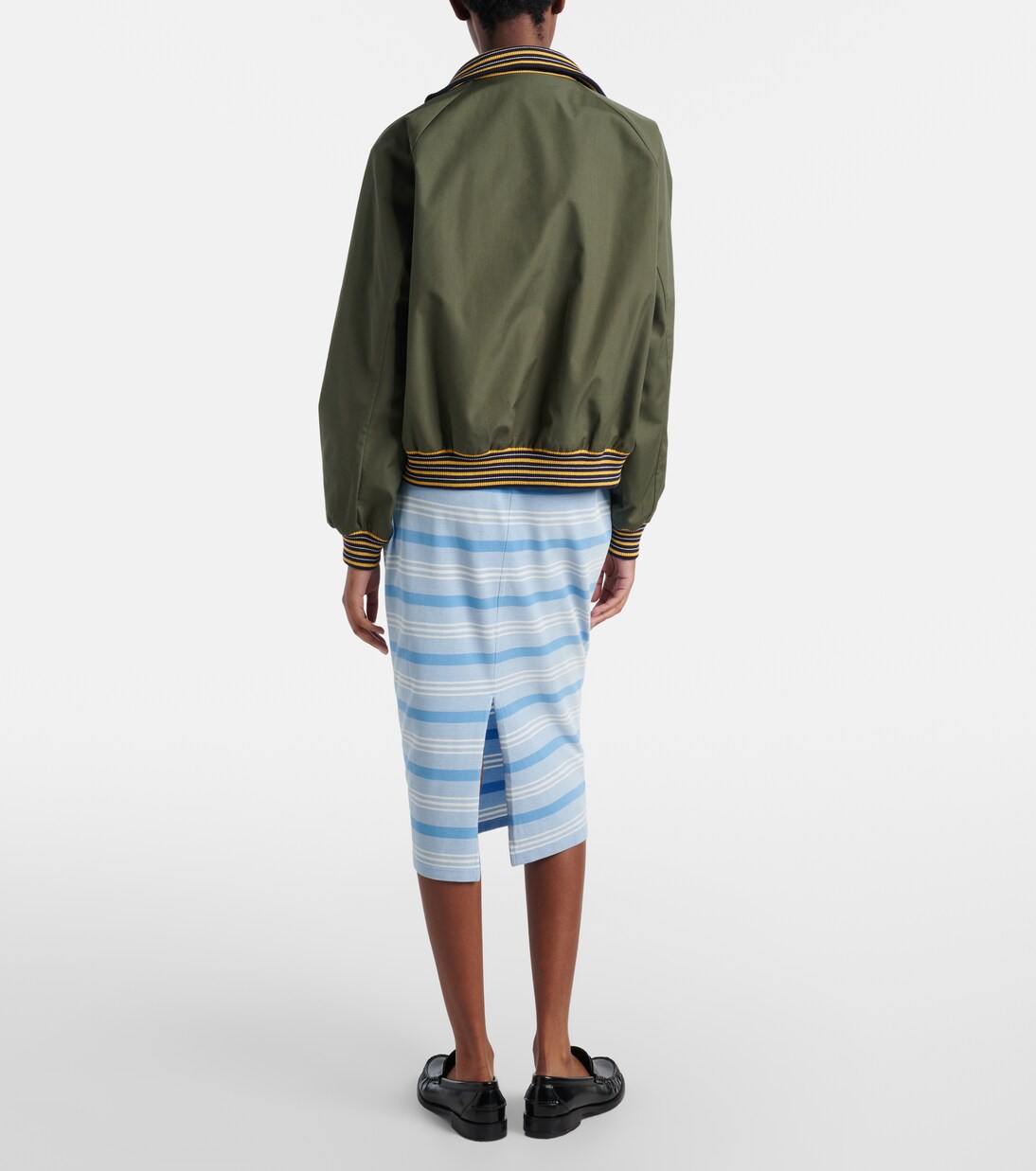 Striped cotton piqué pencil skirt | Prada