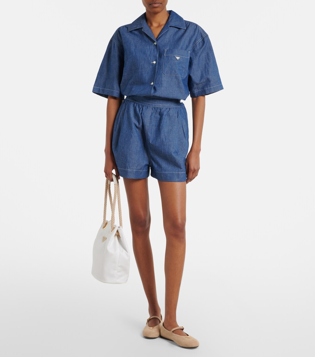 Mary-Jane-Ballerinas aus Veloursleder | Prada