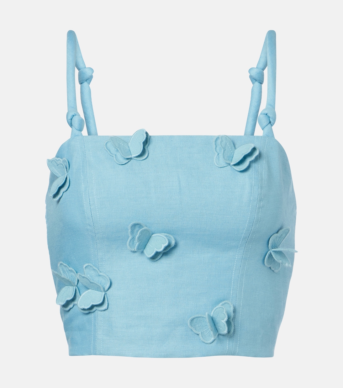 Patch-appliqué linen crop top | Farm Rio
