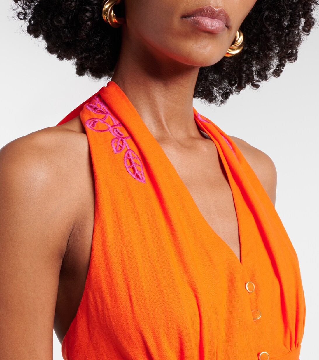 Abito midi in misto lino con scollo all'americana | Farm Rio