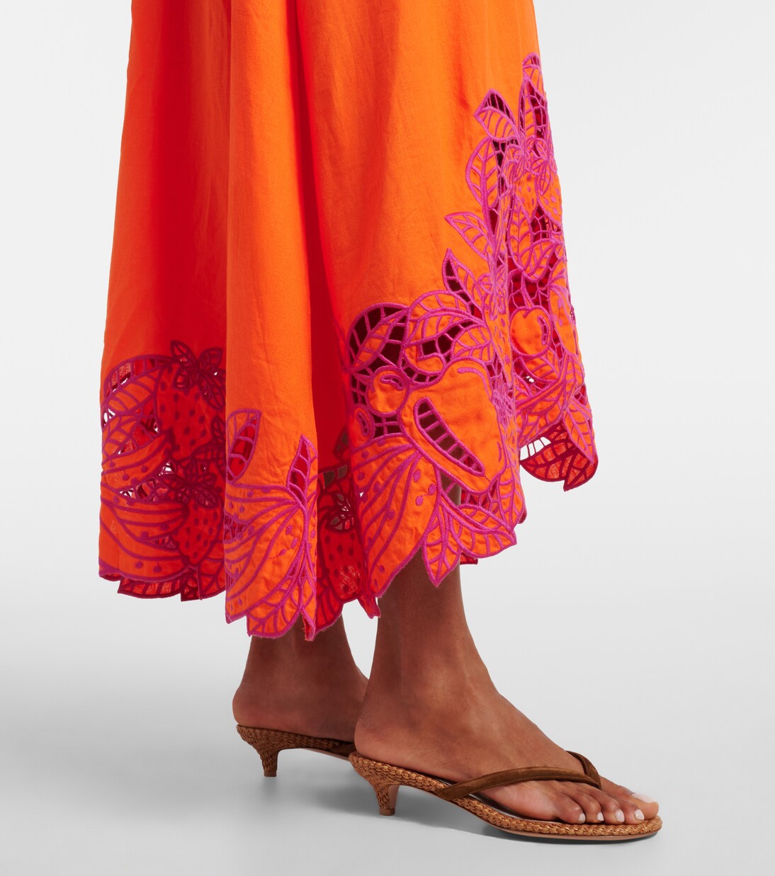 Abito midi in misto lino con scollo all'americana | Farm Rio