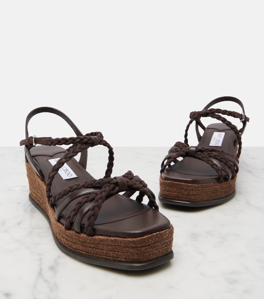 Nyra braided suede espadrille wedges | Jimmy Choo