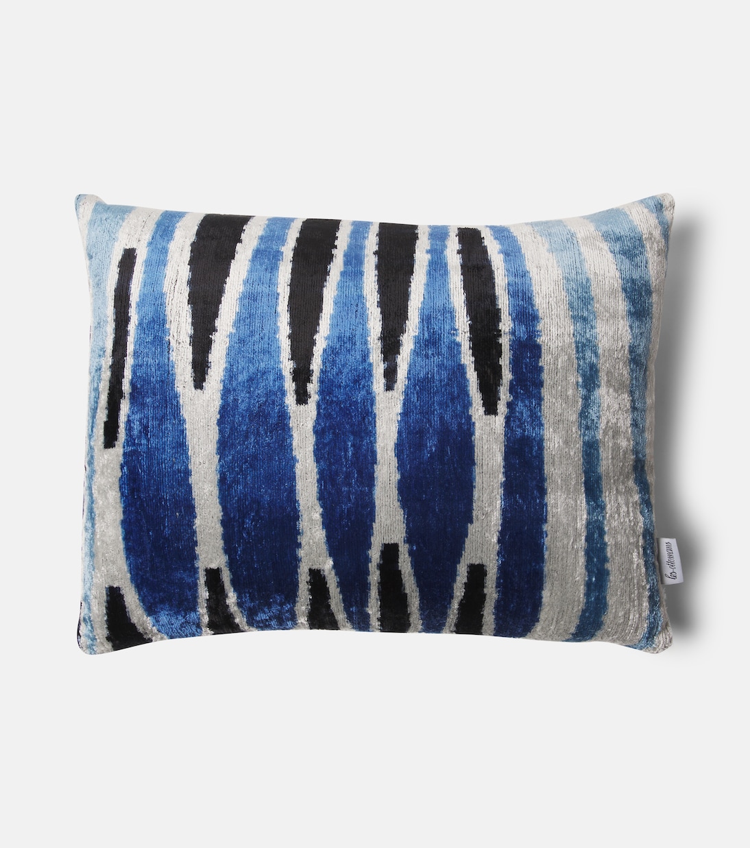Striped cotton and silk velvet cushion | Les-Ottomans