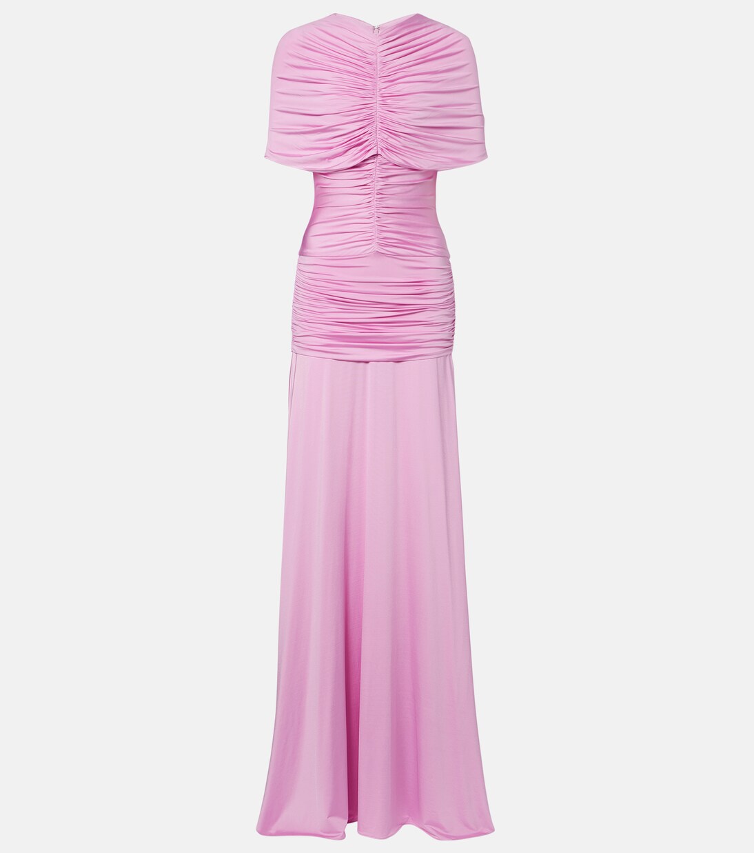 Caped ruched jersey maxi dress | Self-Portrait
