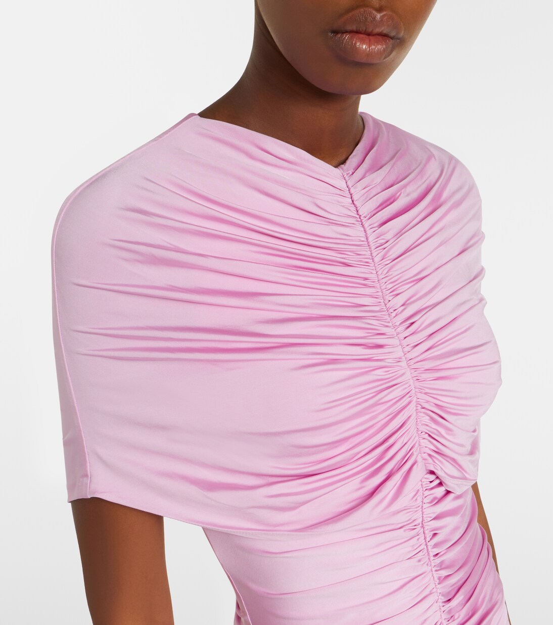 Caped ruched jersey maxi dress | Self-Portrait