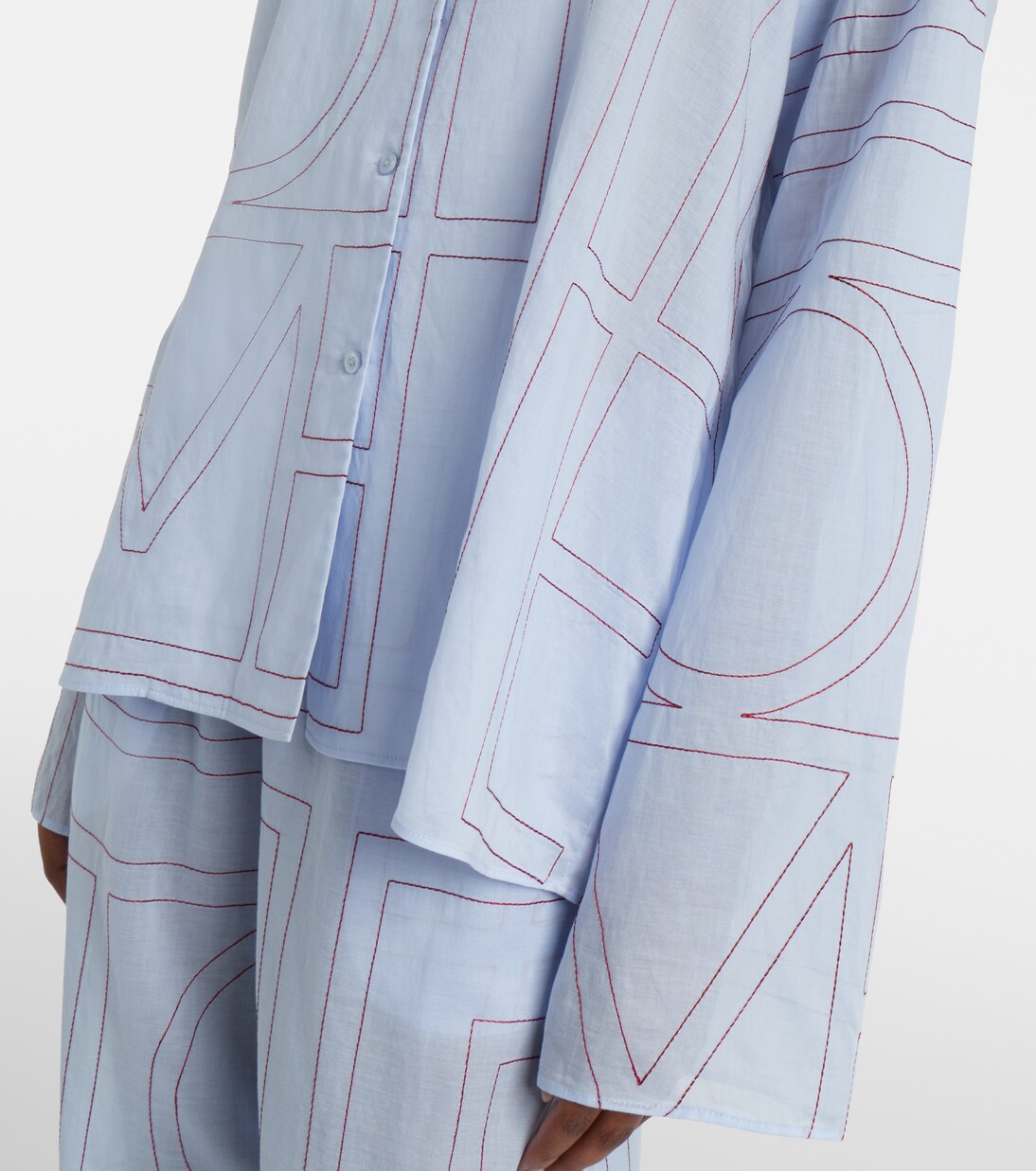 Embroidered cotton-blend poplin pajama shirt | Toteme