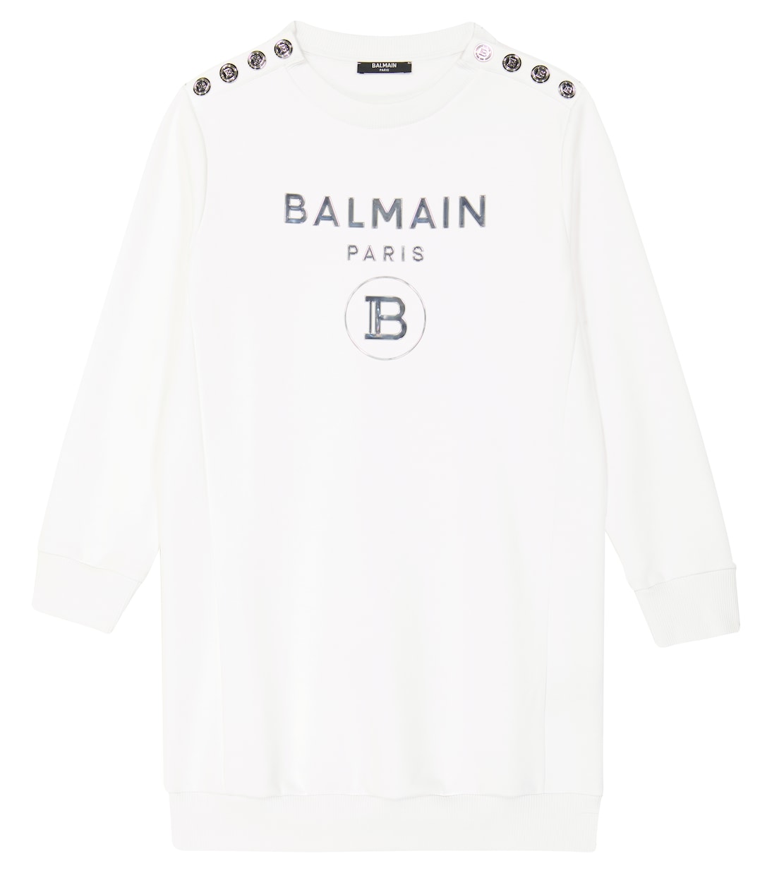 Robe sweat-shirt en coton à logo | Balmain Kids