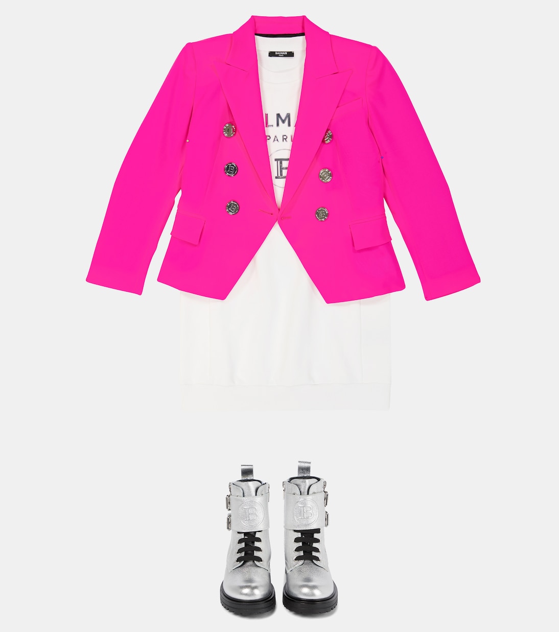 Robe sweat-shirt en coton à logo | Balmain Kids