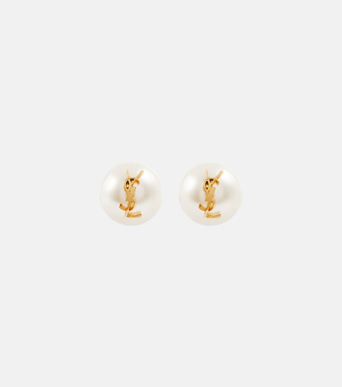 Logo faux pearl stud earrings | Saint Laurent