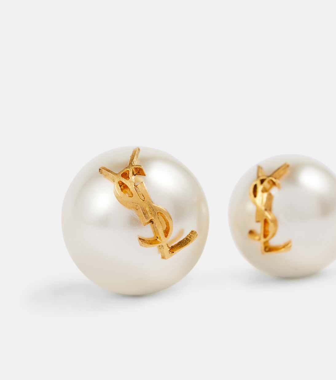 Logo faux pearl stud earrings | Saint Laurent