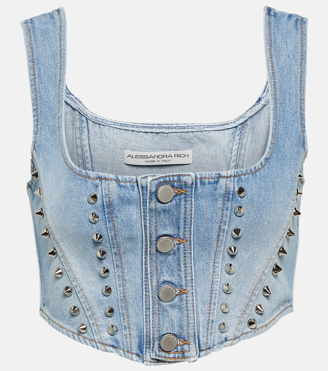 Cropped-Top aus Denim | Alessandra Rich