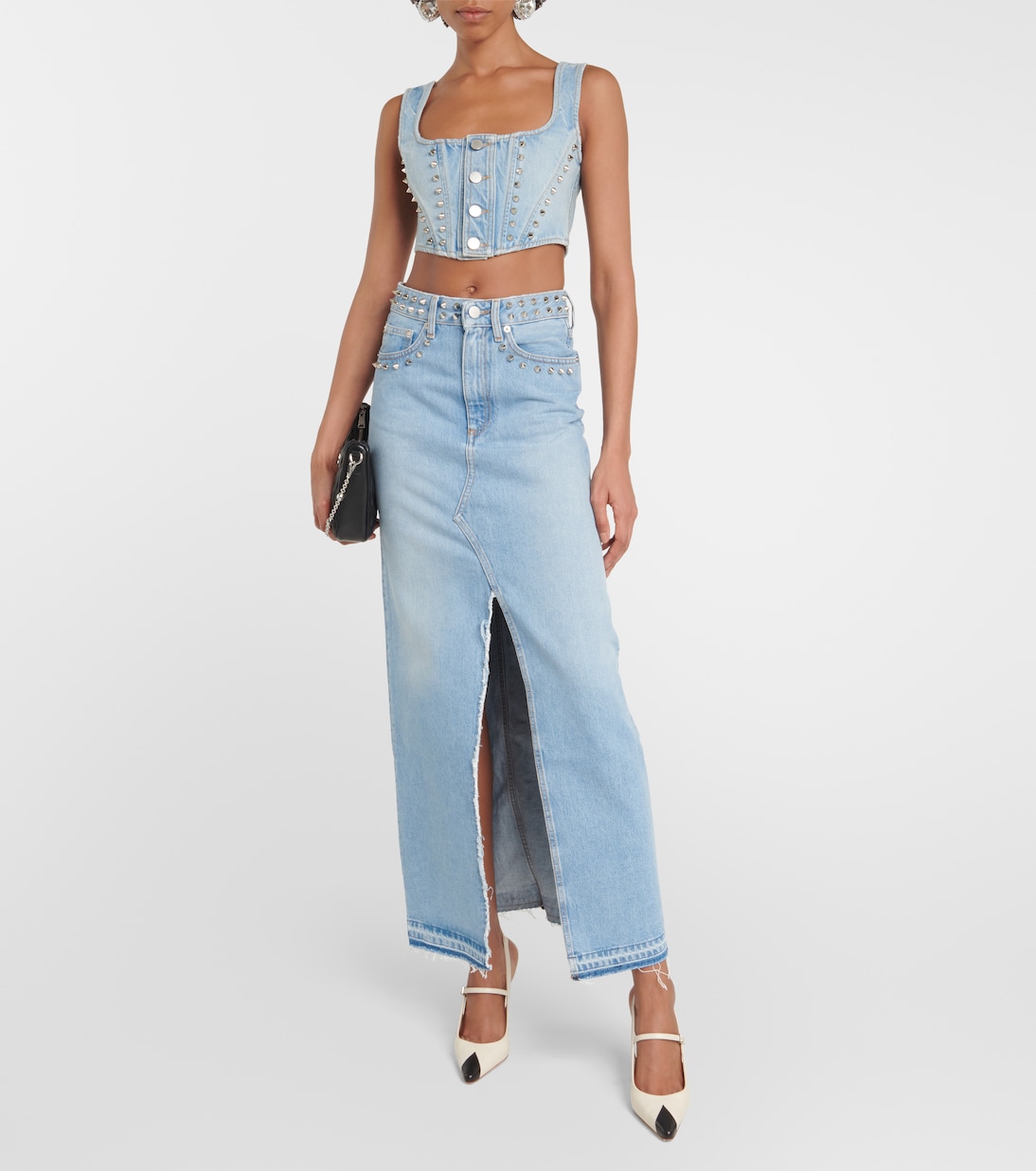 Cropped-Top aus Denim | Alessandra Rich