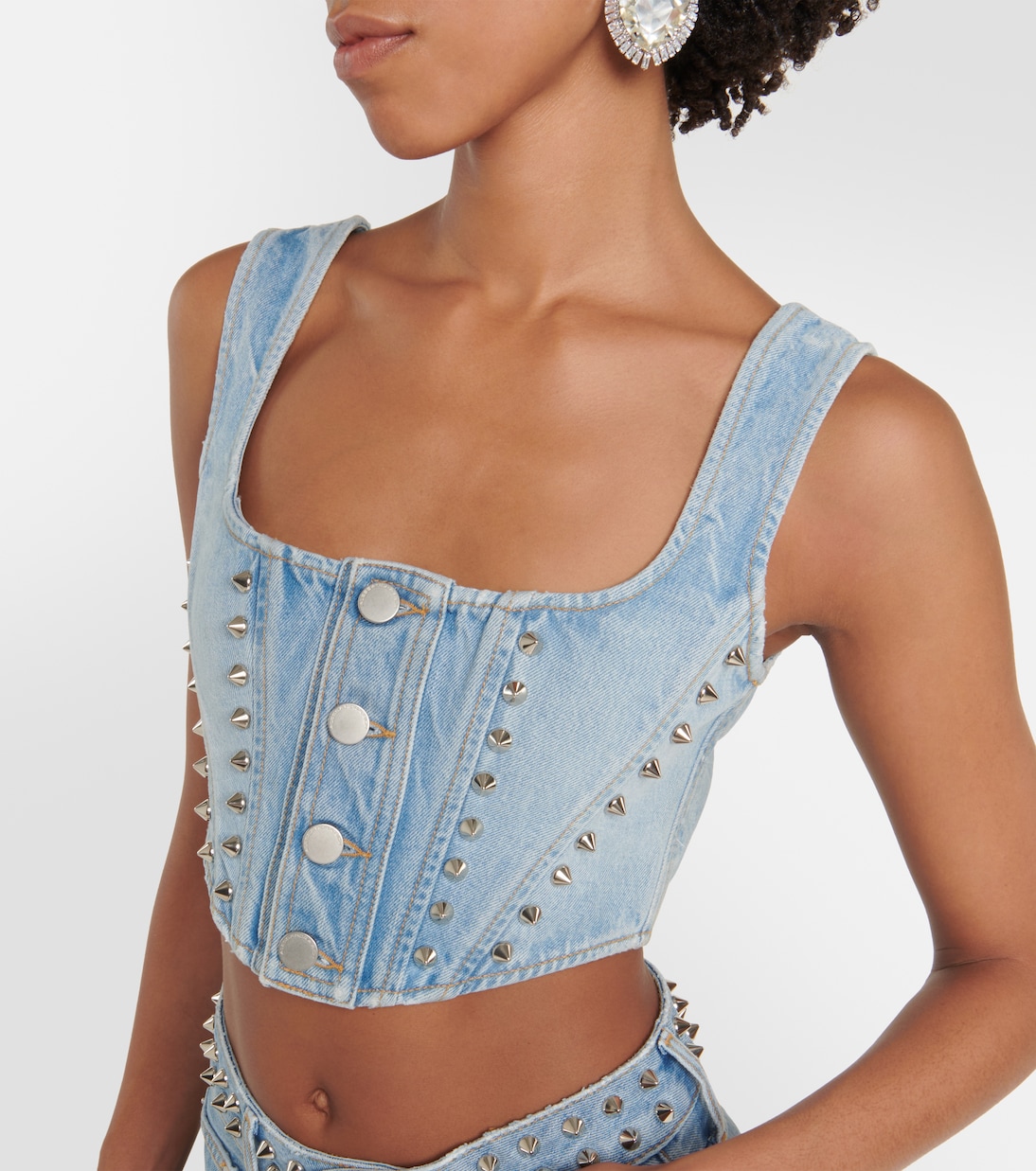 Cropped-Top aus Denim | Alessandra Rich