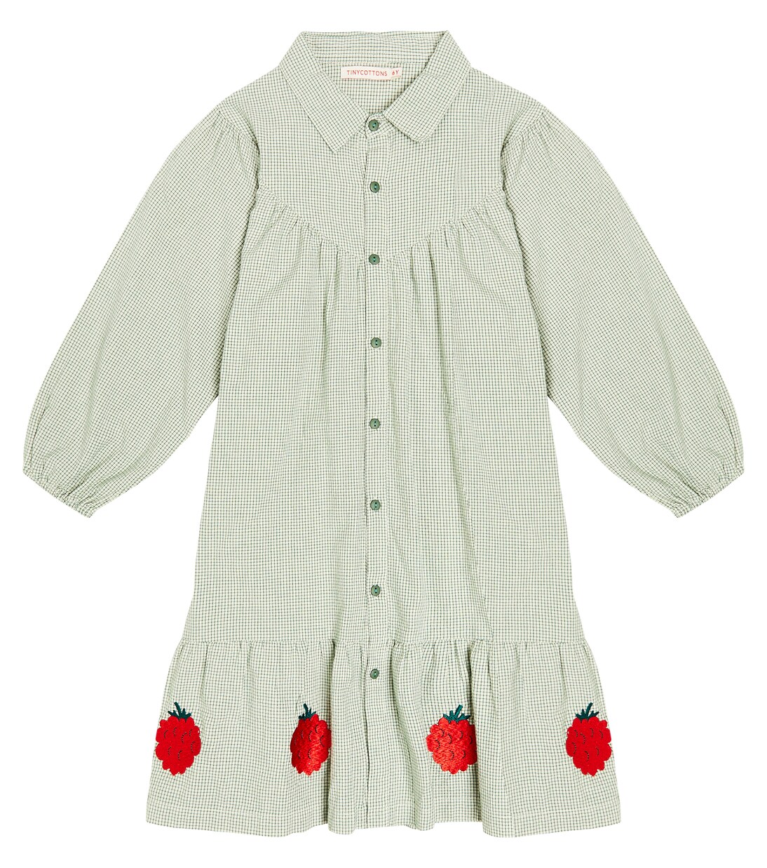 Raspberries checked cotton dress | Tinycottons