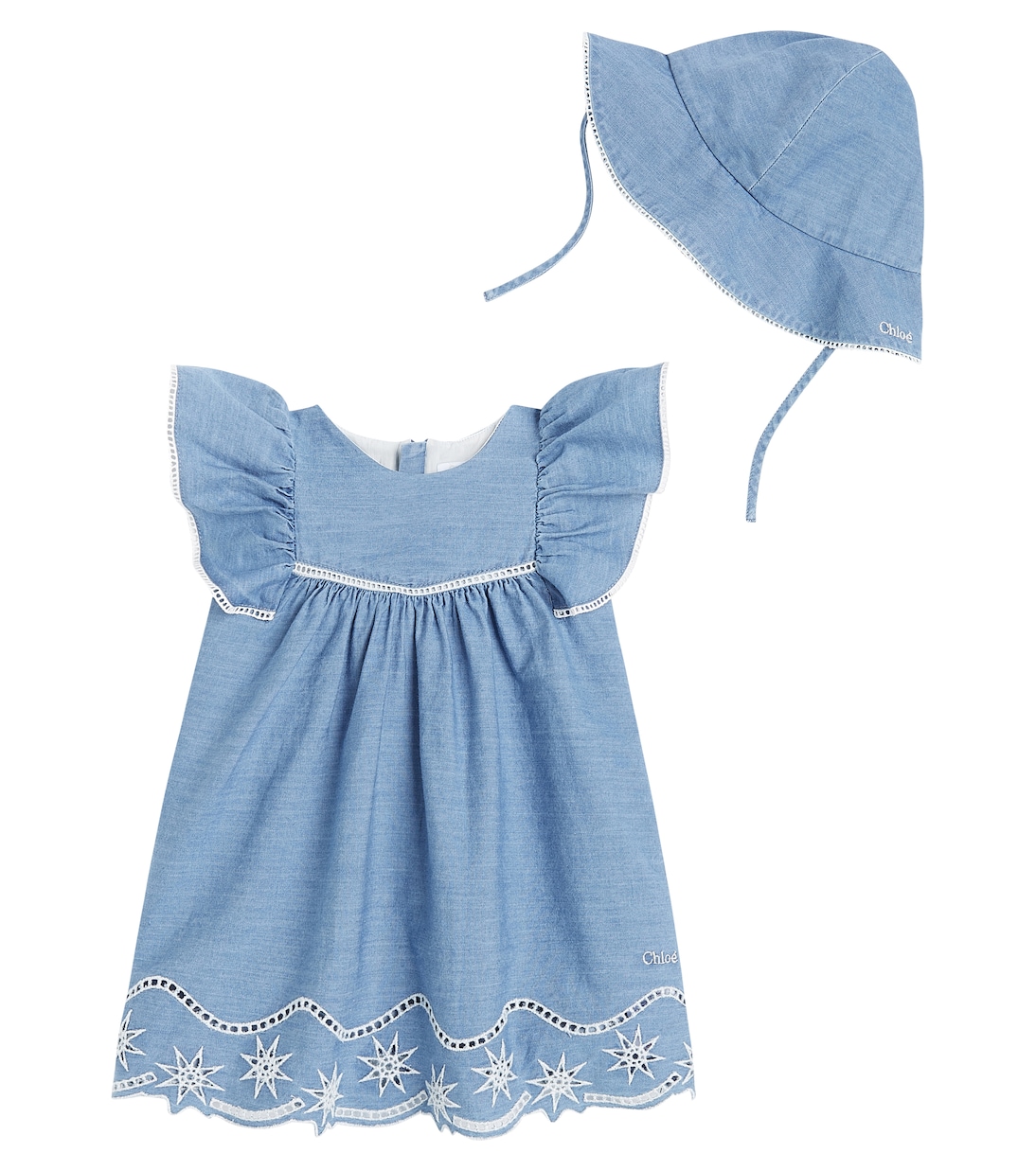 Bébé – Set robe et chapeau en denim | Chloé Kids