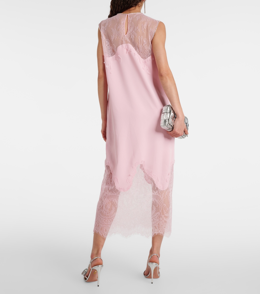 Robe midi Keeva en crêpe et dentelle | Costarellos