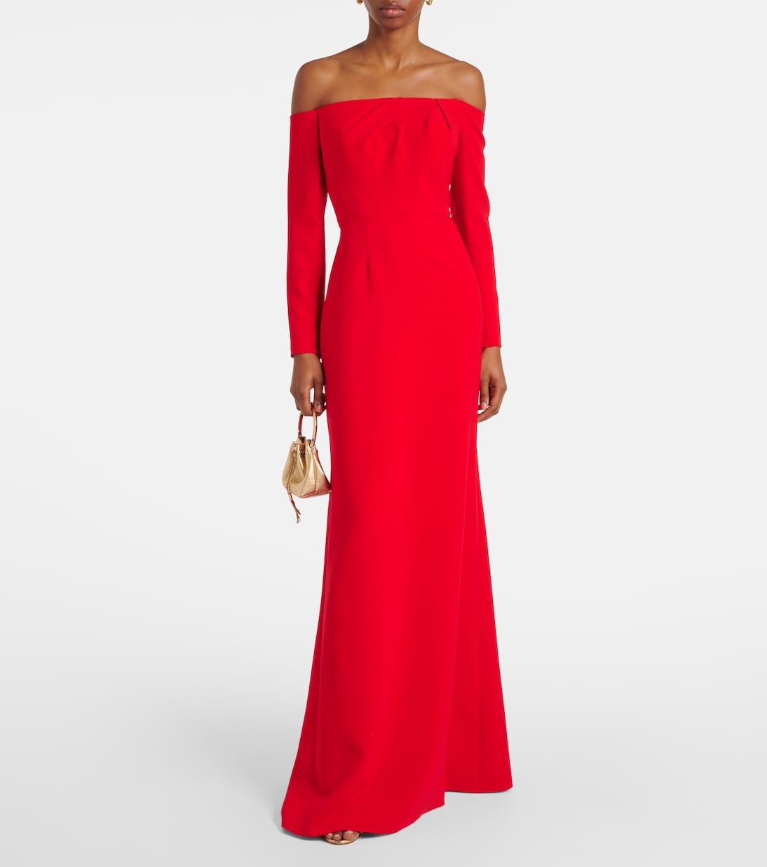 Draped off-shoulder crêpe gown | Carolina Herrera