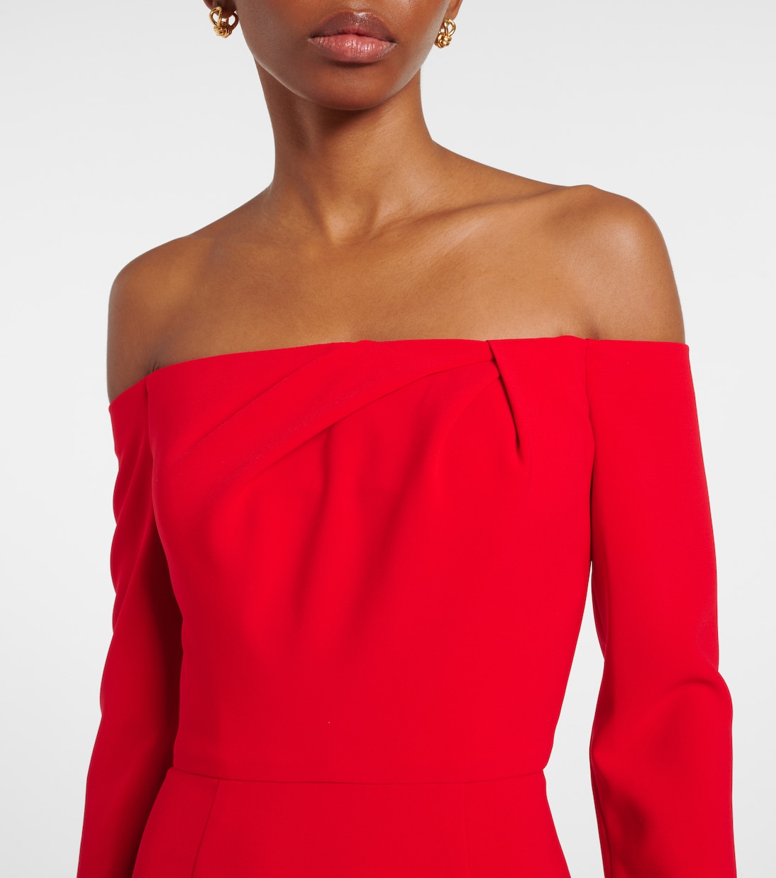 Draped off-shoulder crêpe gown | Carolina Herrera