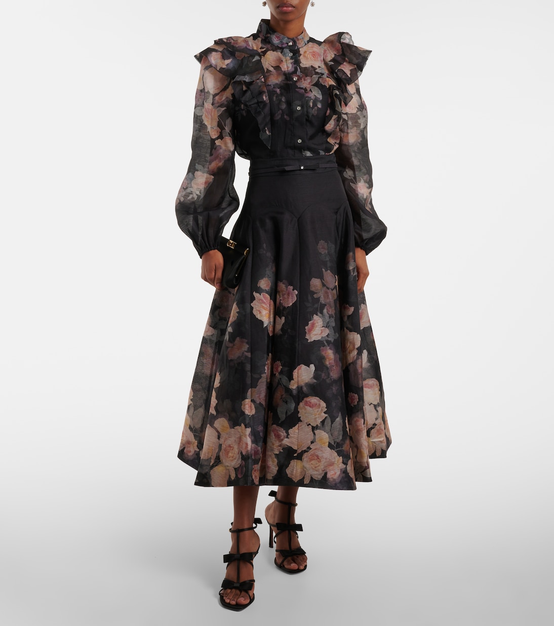 Bluse Crush Frill Sleeve aus Leinen und Seide | Zimmermann