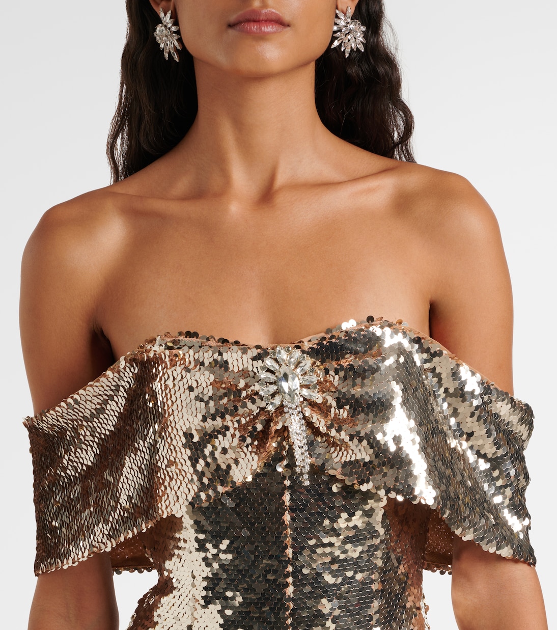 Robe à encolure bardot et sequins | Self-Portrait