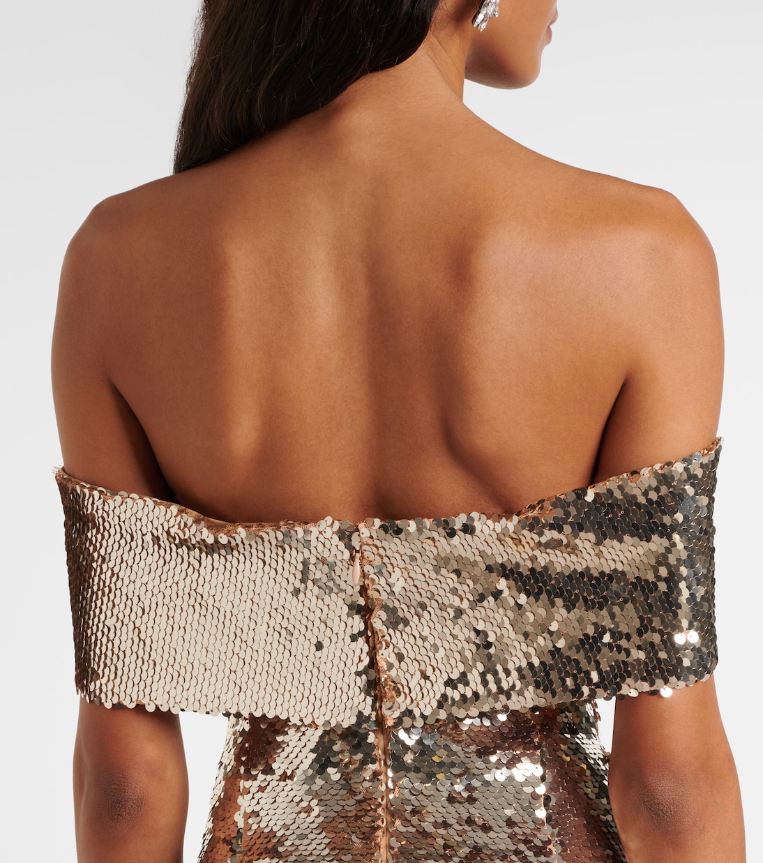 Robe à encolure bardot et sequins | Self-Portrait