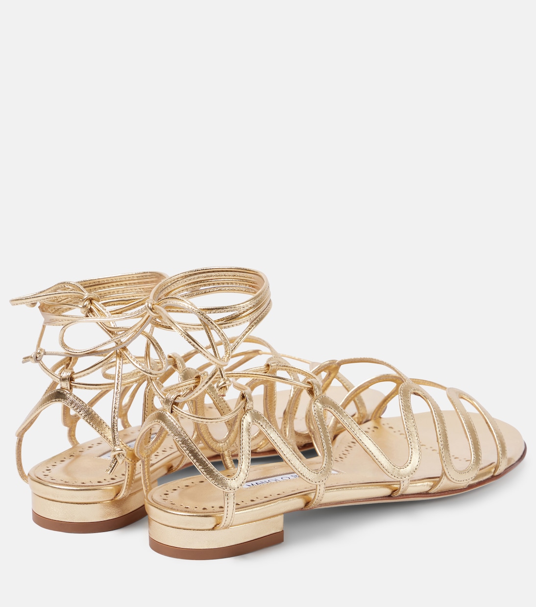 Fawdaflat metallic leather sandals | Manolo Blahnik