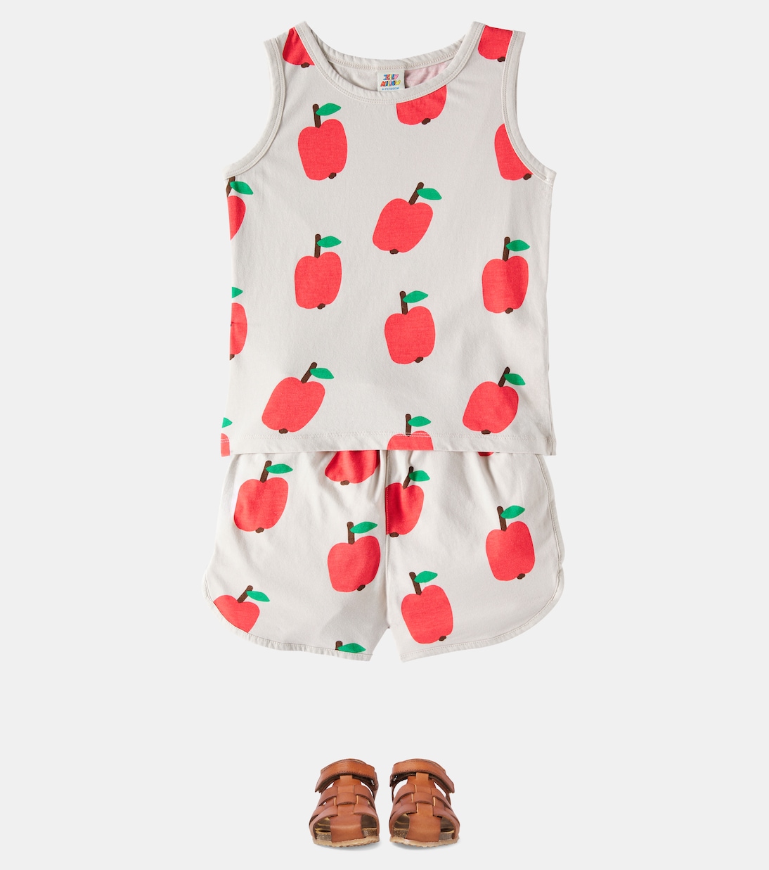 Apple printed jersey tank top and shorts set | Jellymallow