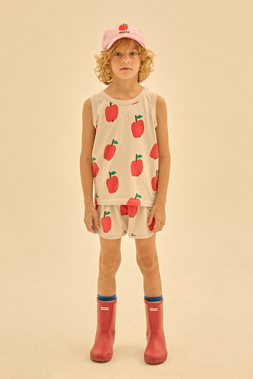 Apple printed jersey tank top and shorts set | Jellymallow