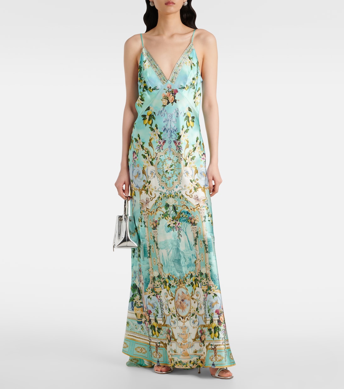 Robe longue imprimée en soie | Camilla