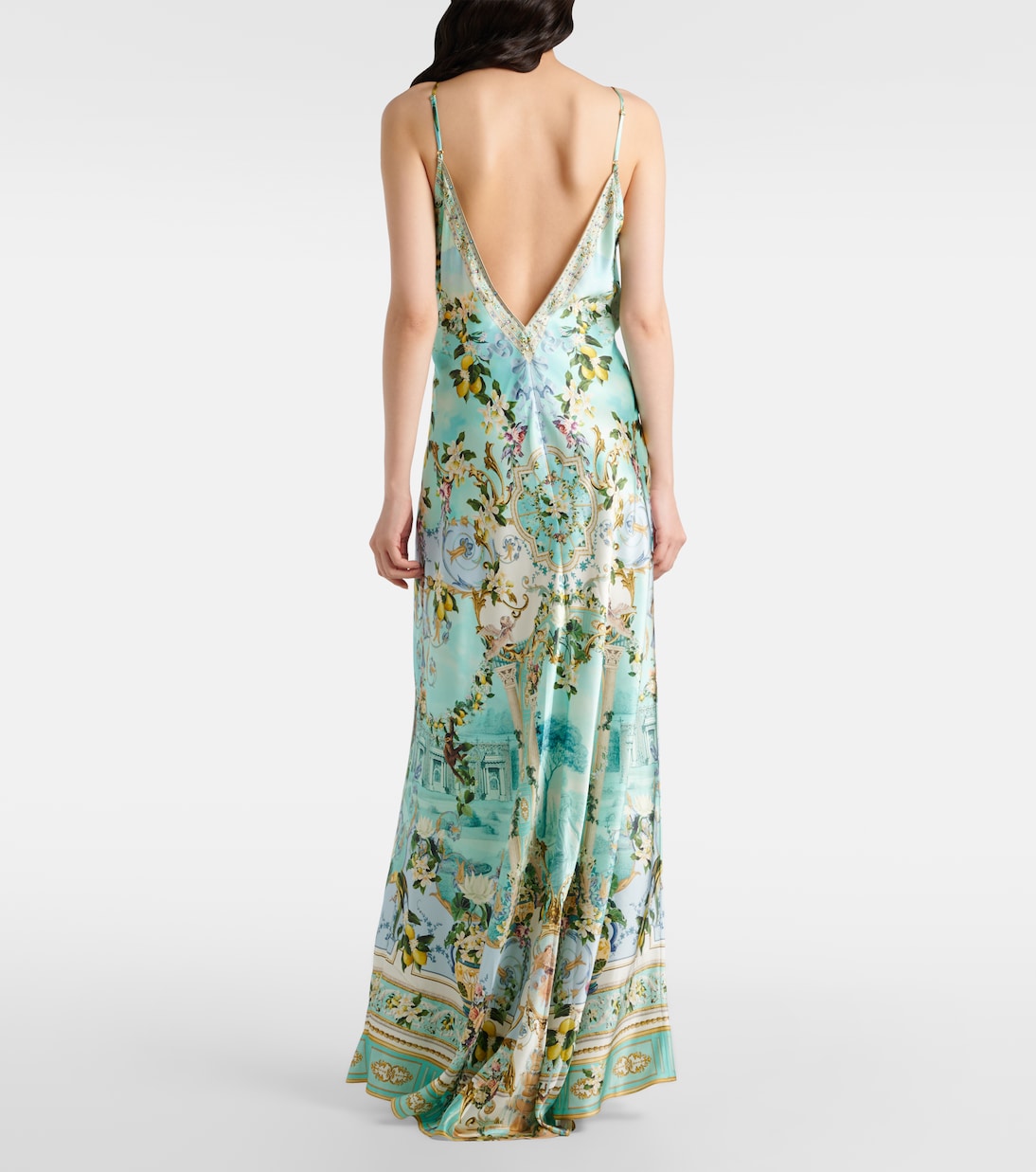 Robe longue imprimée en soie | Camilla
