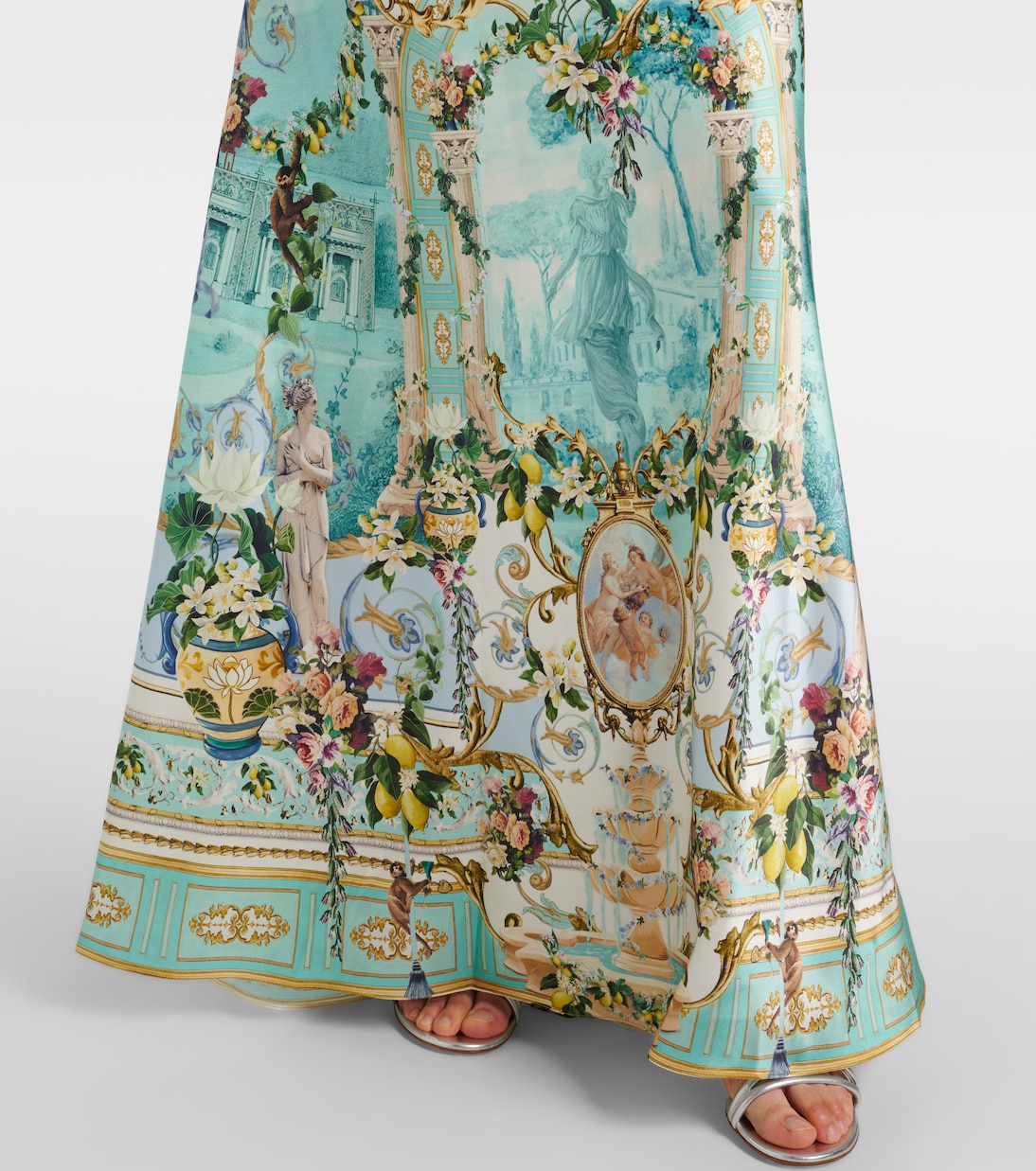 Robe longue imprimée en soie | Camilla