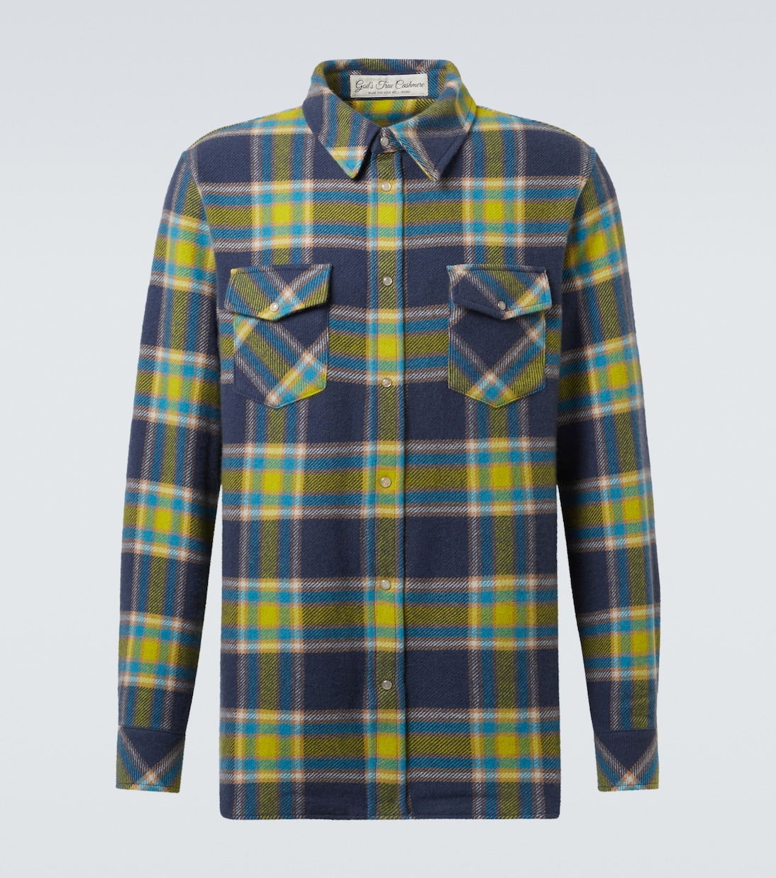 Explorer plaid cashmere shirt with quartz | God's True Cashmere