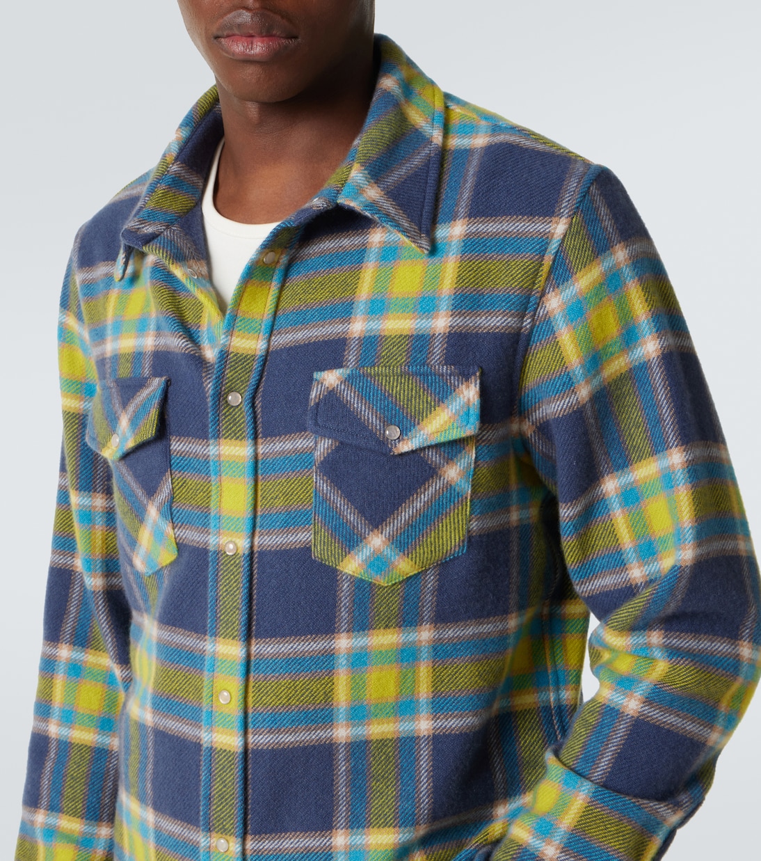 Explorer plaid cashmere shirt with quartz | God's True Cashmere