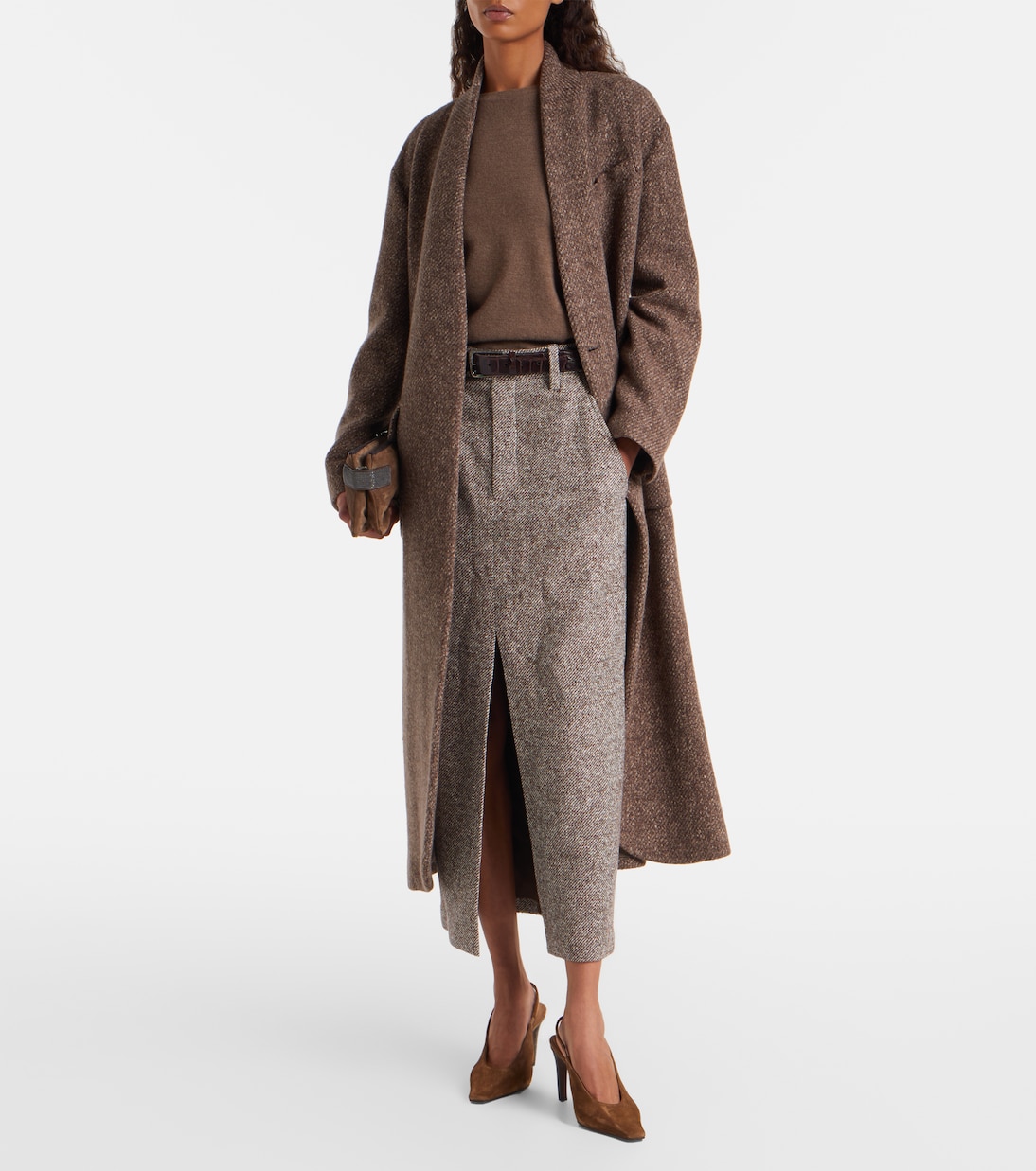 Wool and silk-blend midi skirt | Brunello Cucinelli