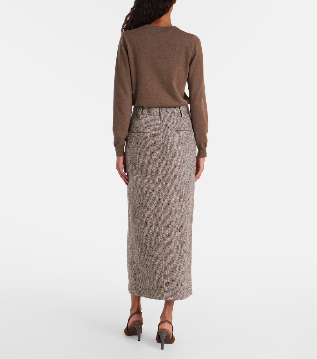 Wool and silk-blend midi skirt | Brunello Cucinelli