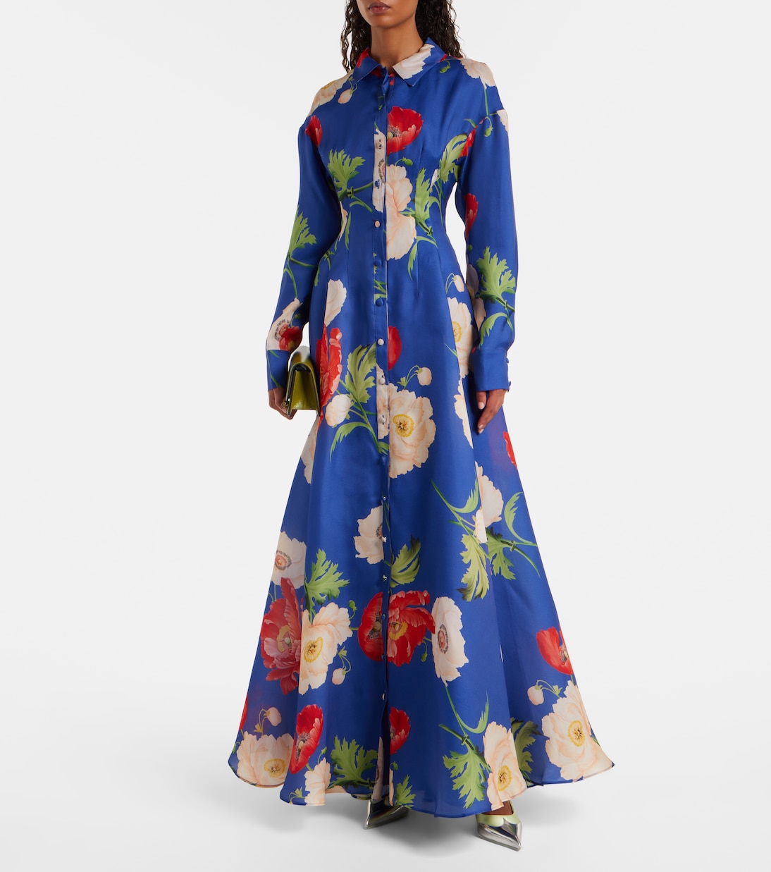 Robe longue Josephine en soie à fleurs | Leo Lin