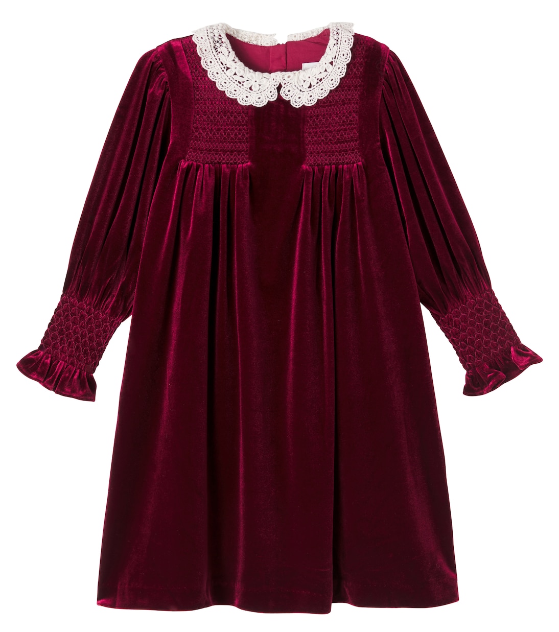 Lory crochet shirred velvet dress | C'era Una Volta