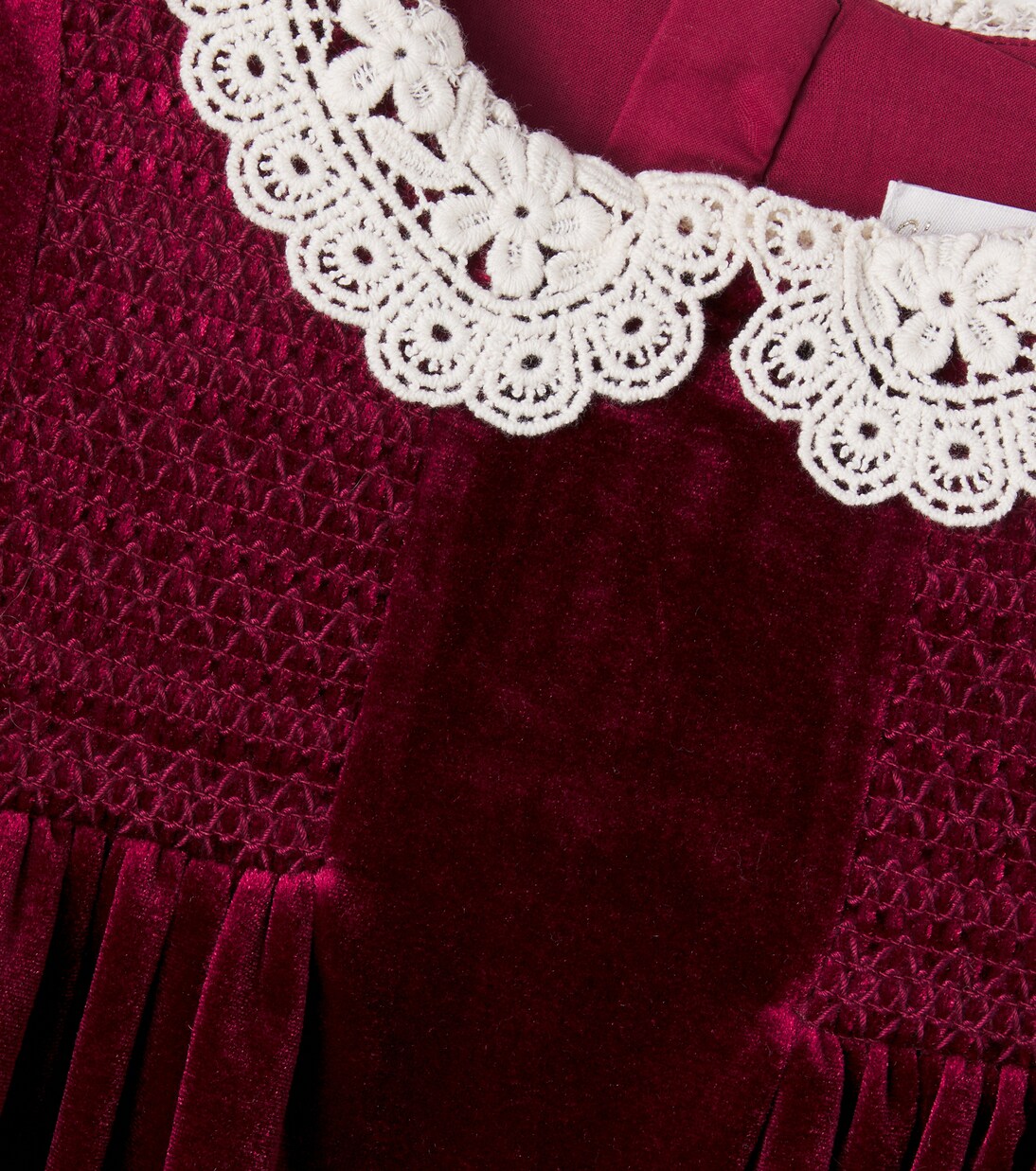 Lory crochet shirred velvet dress | C'era Una Volta