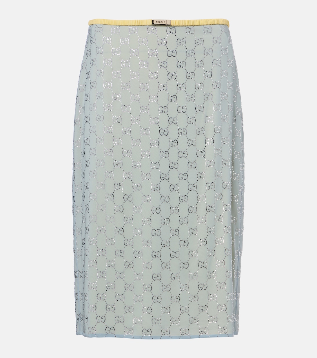 GG embellished silk-blend midi skirt | Gucci