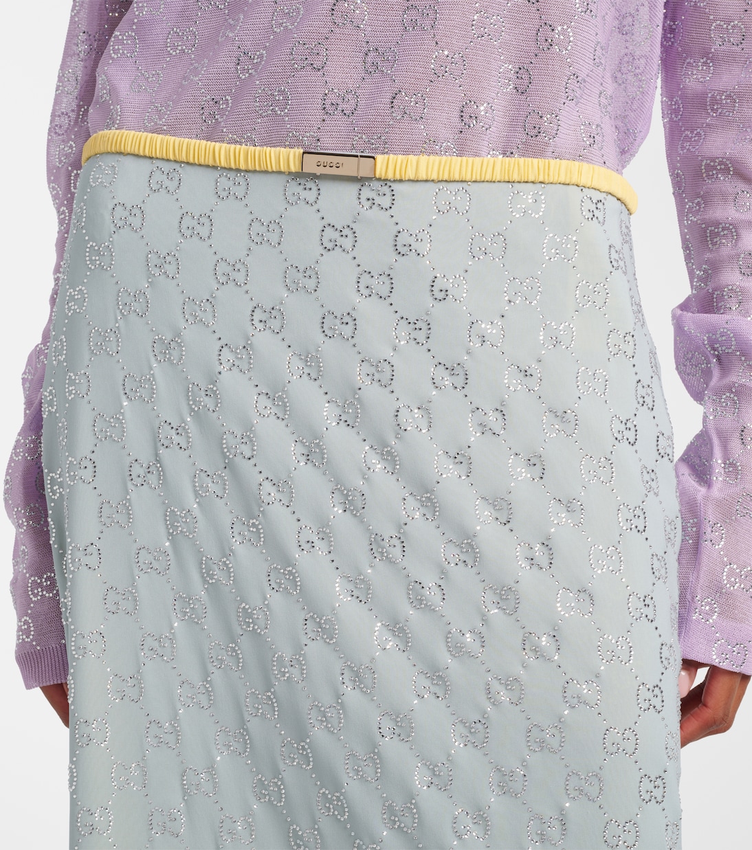 GG embellished silk-blend midi skirt | Gucci