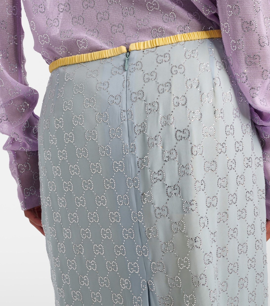 GG embellished silk-blend midi skirt | Gucci