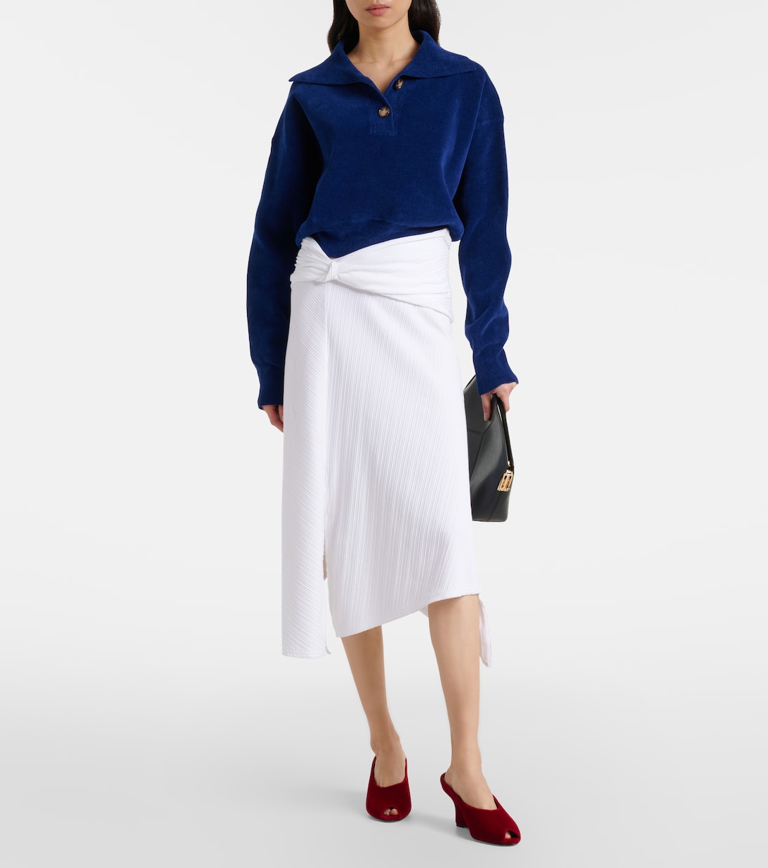 Cropped cotton-blend velvet sweatshirt | Victoria Beckham