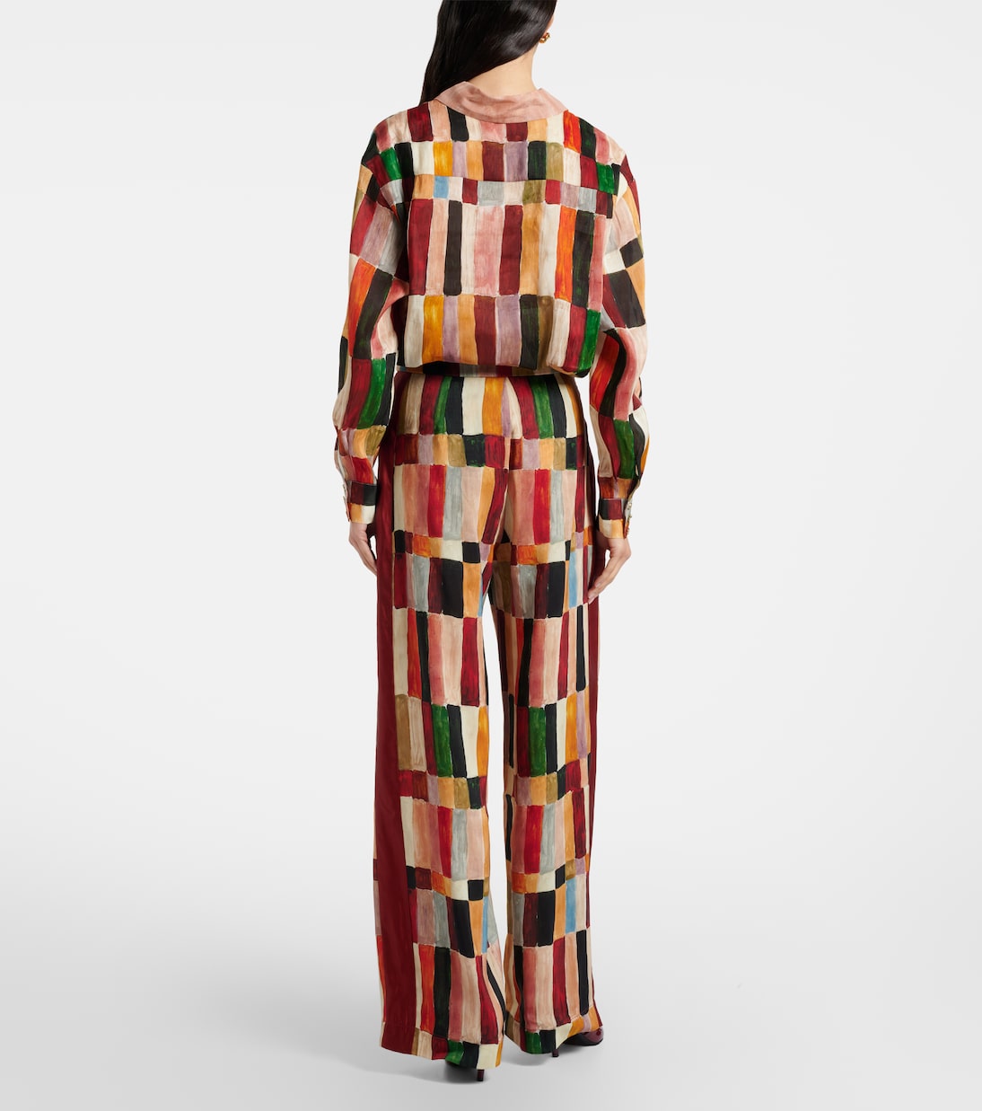 x LRNCE– Pantalon palazzo Marjorelle imprimé en lin et soie | Alémais