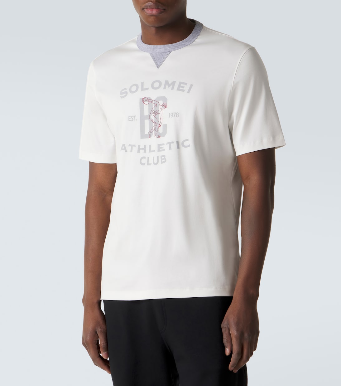 T-shirt in jersey di cotone con stampa | Brunello Cucinelli