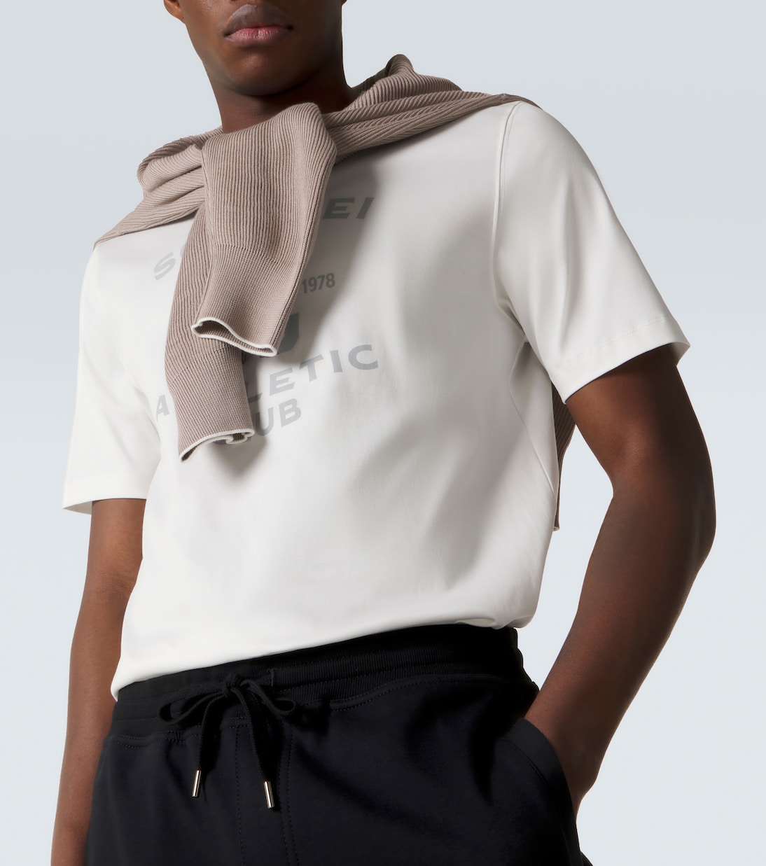 T-shirt in jersey di cotone con stampa | Brunello Cucinelli