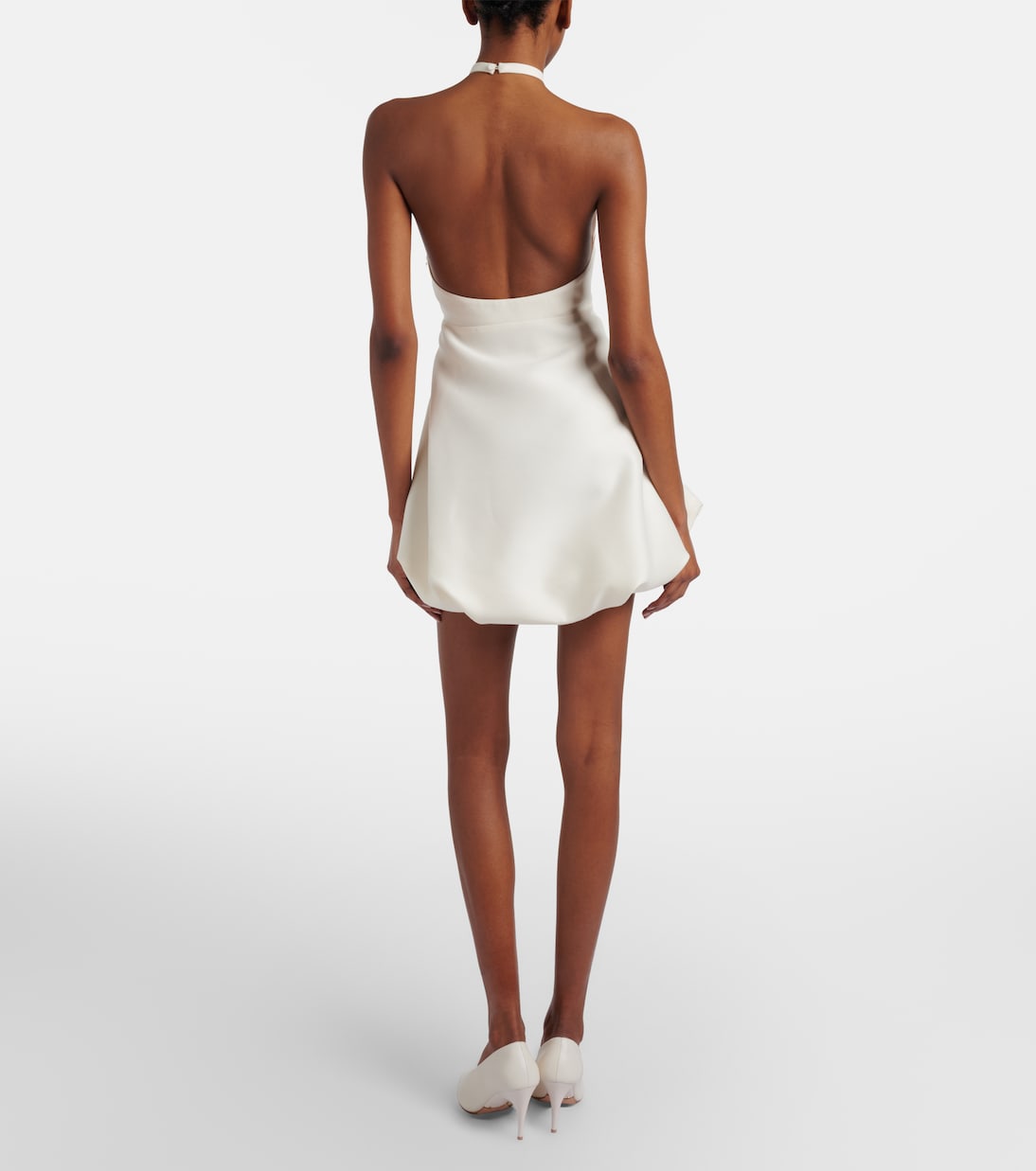 Halterneck peplum wool and silk minidress | Balenciaga