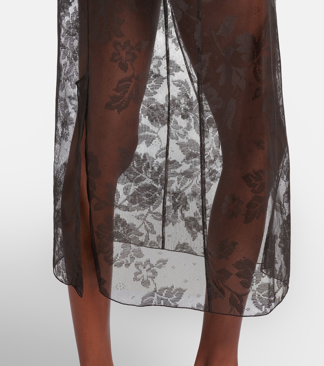 Floral lace cotton midi skirt | Prada