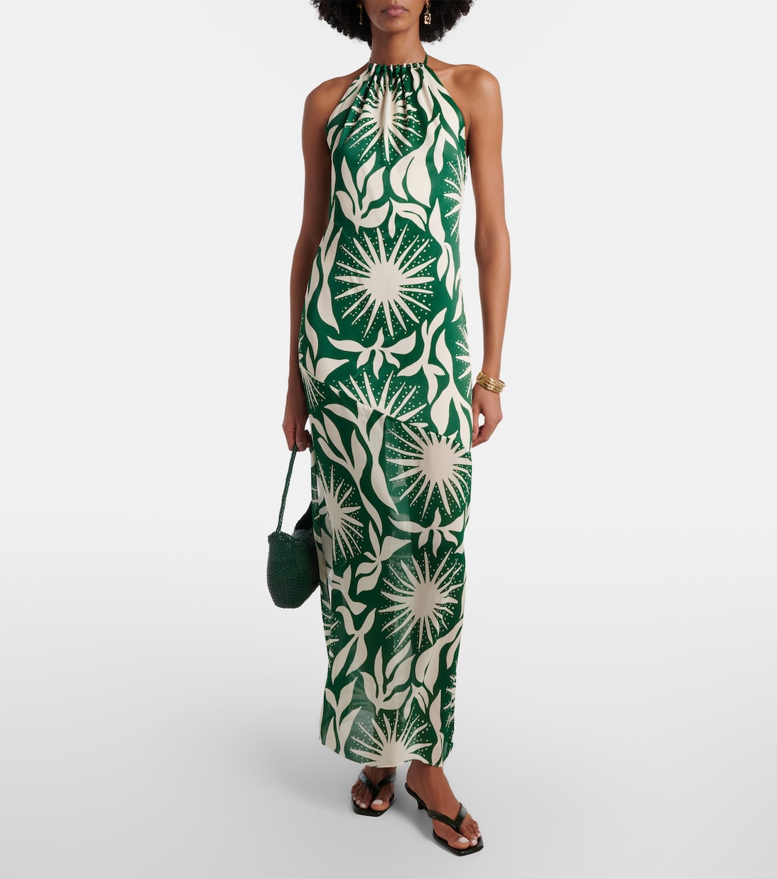 Robe longue Acasia à perles imprimée  | Cala de la Cruz